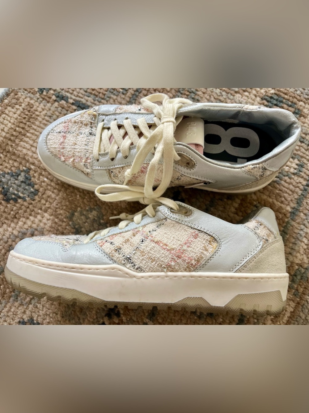 EUC Women’s P448 John Sneaker in Pink and Blue Tweed 38